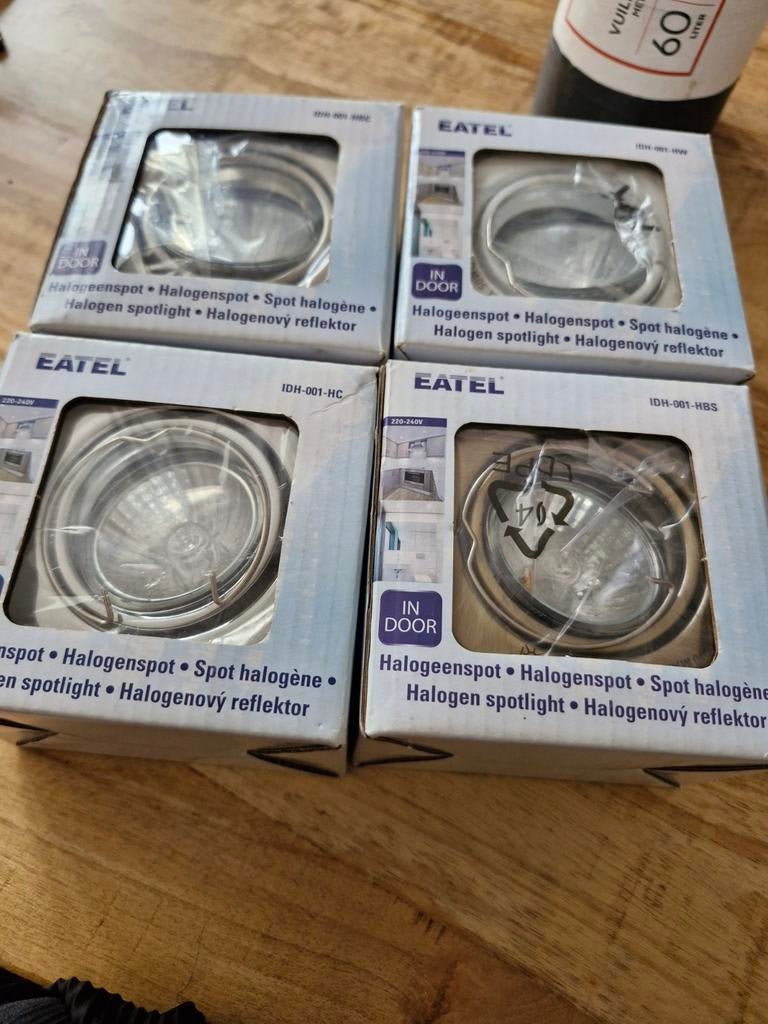 4x EATEL Halogeenspot GU10 35W inbiuw lampen- Nieuw in doos, Ophalen of Verzenden, Nieuw, Modern