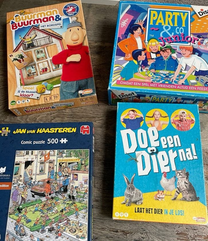 Diverse spellen en puzzels: Buurman & Buurman, Party & Co, J, Ophalen, Gebruikt, Meer dan 50 stukjes, Van hout