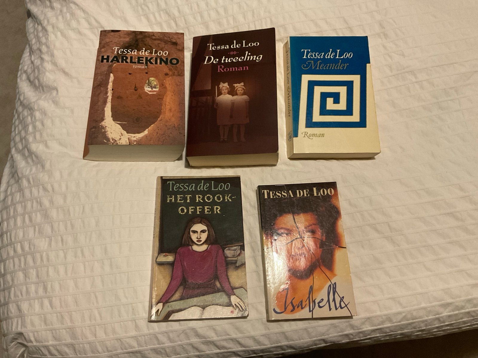 5 boeken van Tessa de Loo: Harlekino, De tweeling, Meander,, Ophalen of Verzenden, Gelezen, Nederland