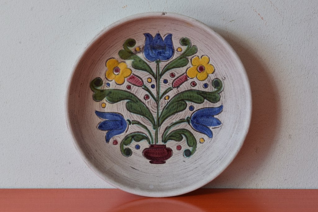 Retro vintage West-Germany wandbord met funky bloemdecor, Ophalen of Verzenden