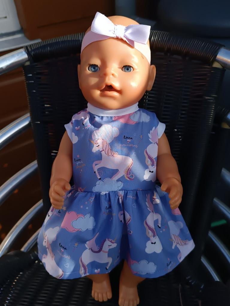 Poppenkleding voor babyborn pop, unicorn jurkje, Ophalen of Verzenden, Nieuw, Babypop