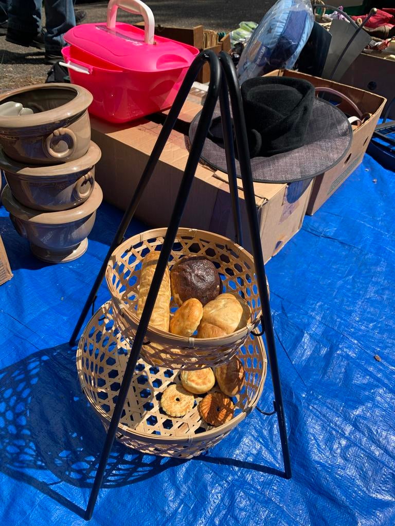 Bamboe etagere met 2 manden, Ophalen of Verzenden, Nieuw