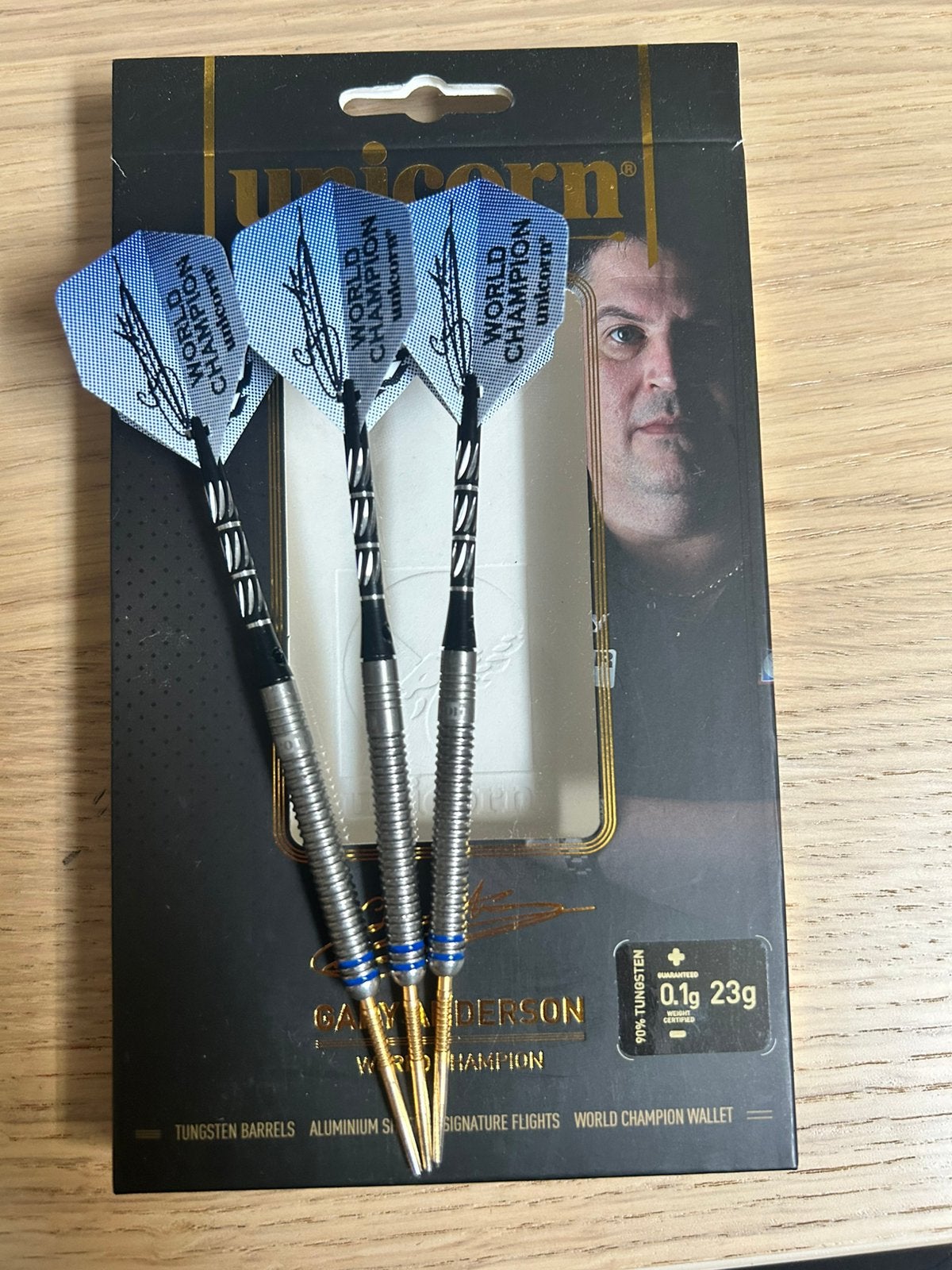 Unicorn Gary Anderson W.C. Phase 3 90% - Dartpijlen, Sport en Fitness, Darts, Verzenden, Zo goed als nieuw, Pijlen