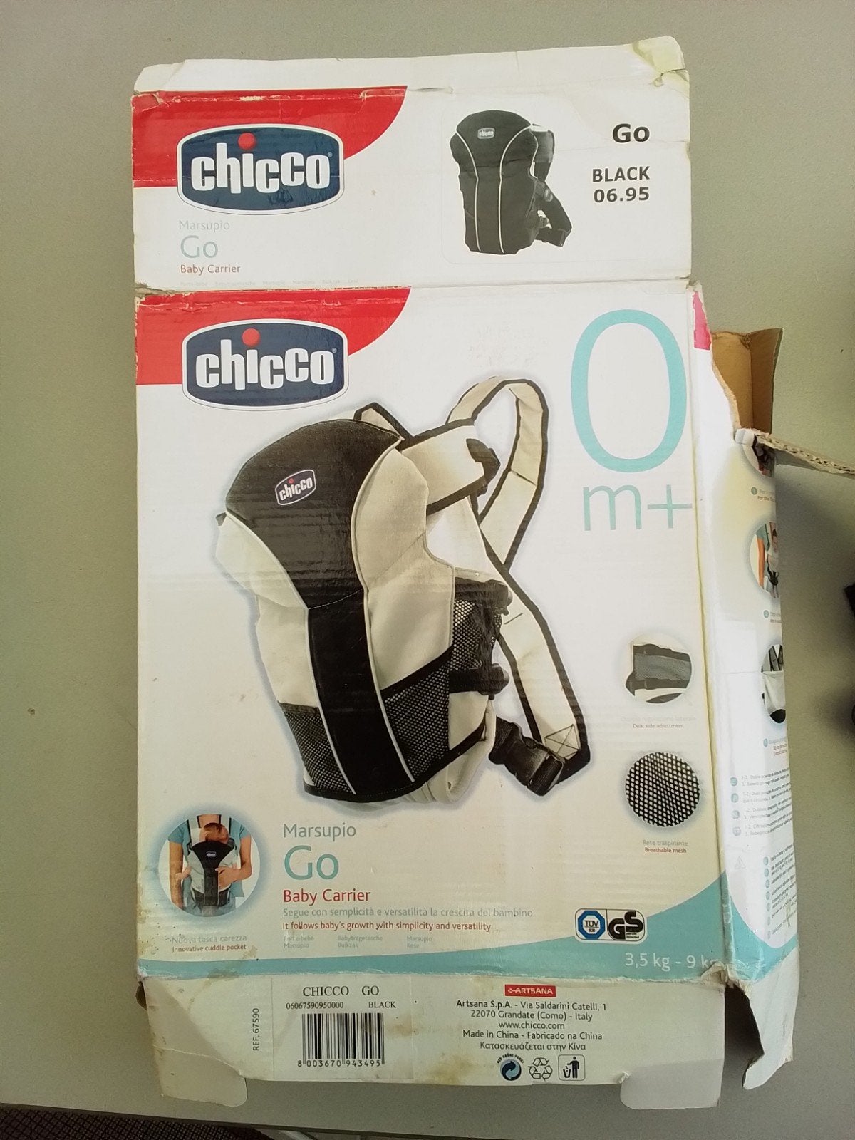 Chicco Go Baby Carrier - Zwart/Wit - Zo goed als nieuw, Ophalen, Buik of Rug, Zo goed als nieuw, Chicco