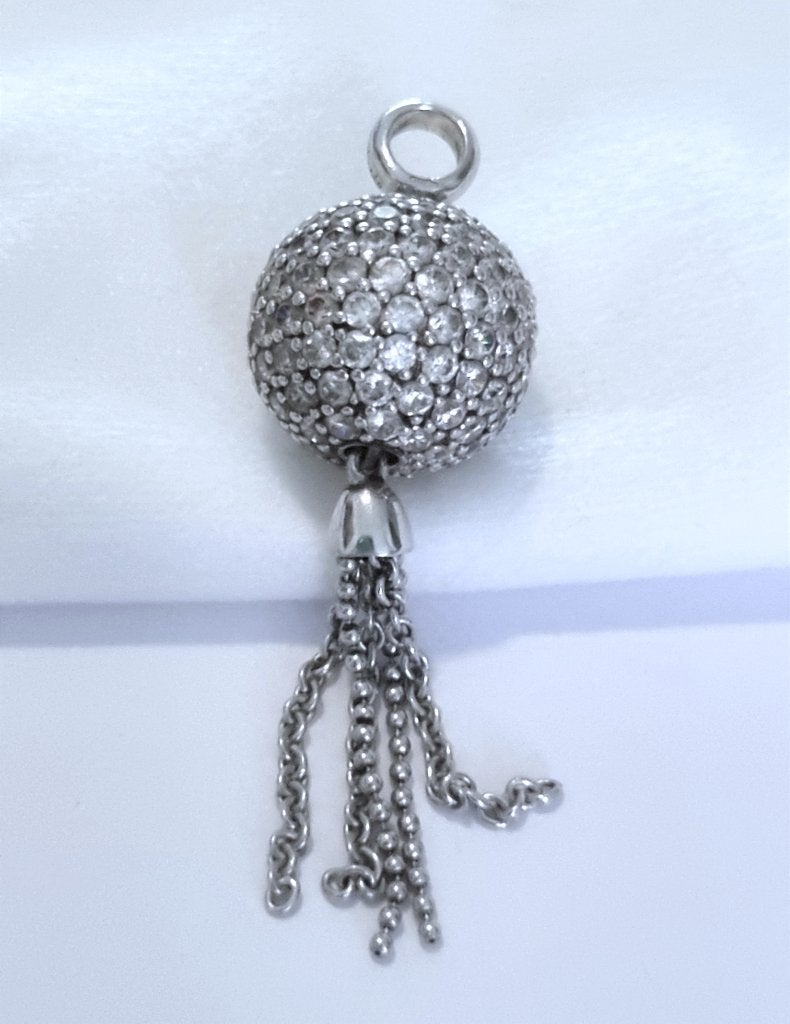 TI SENTO zilveren (925) BAL kettinghanger/ hanger ZIRKONIA'S, Ophalen, Met edelsteen, Zo goed als nieuw, Zilver