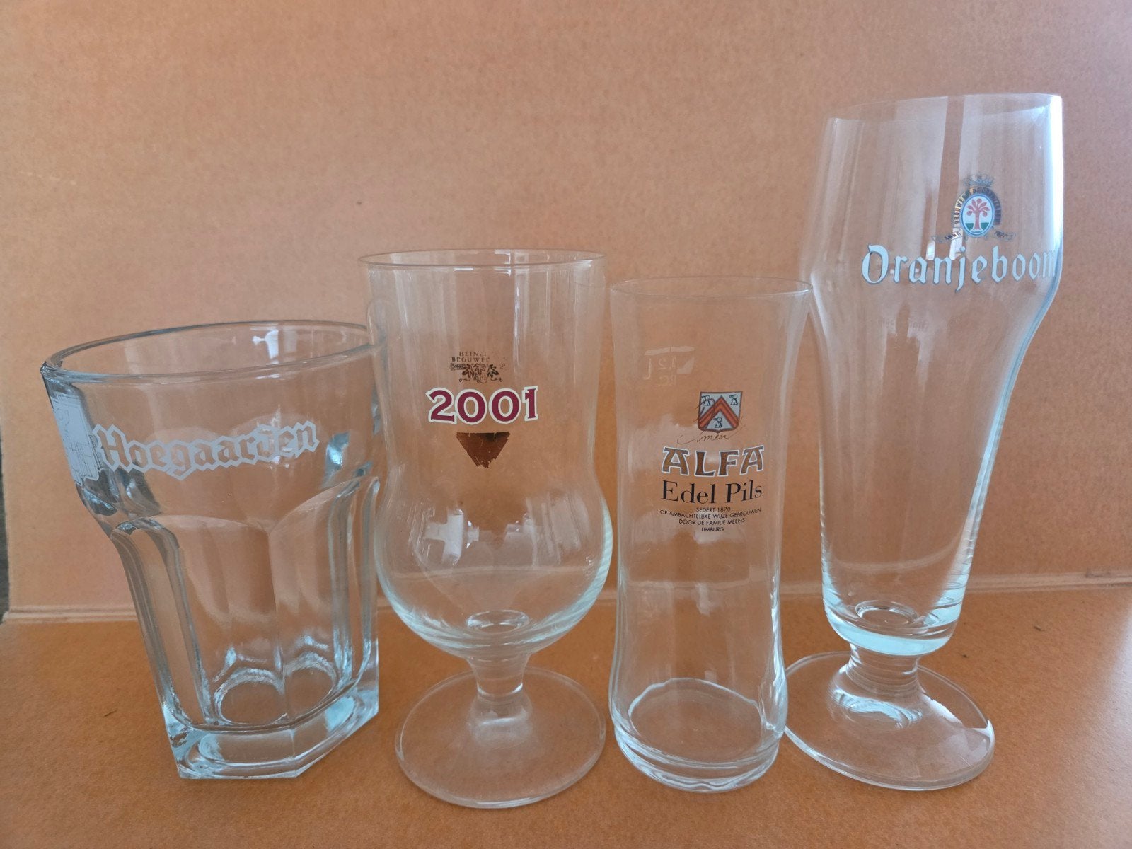 Bierglazen: Hoegaarden, Alfa, Oranjeboom, Heinekens, Ophalen of Verzenden, Gebruikt, Bierglas