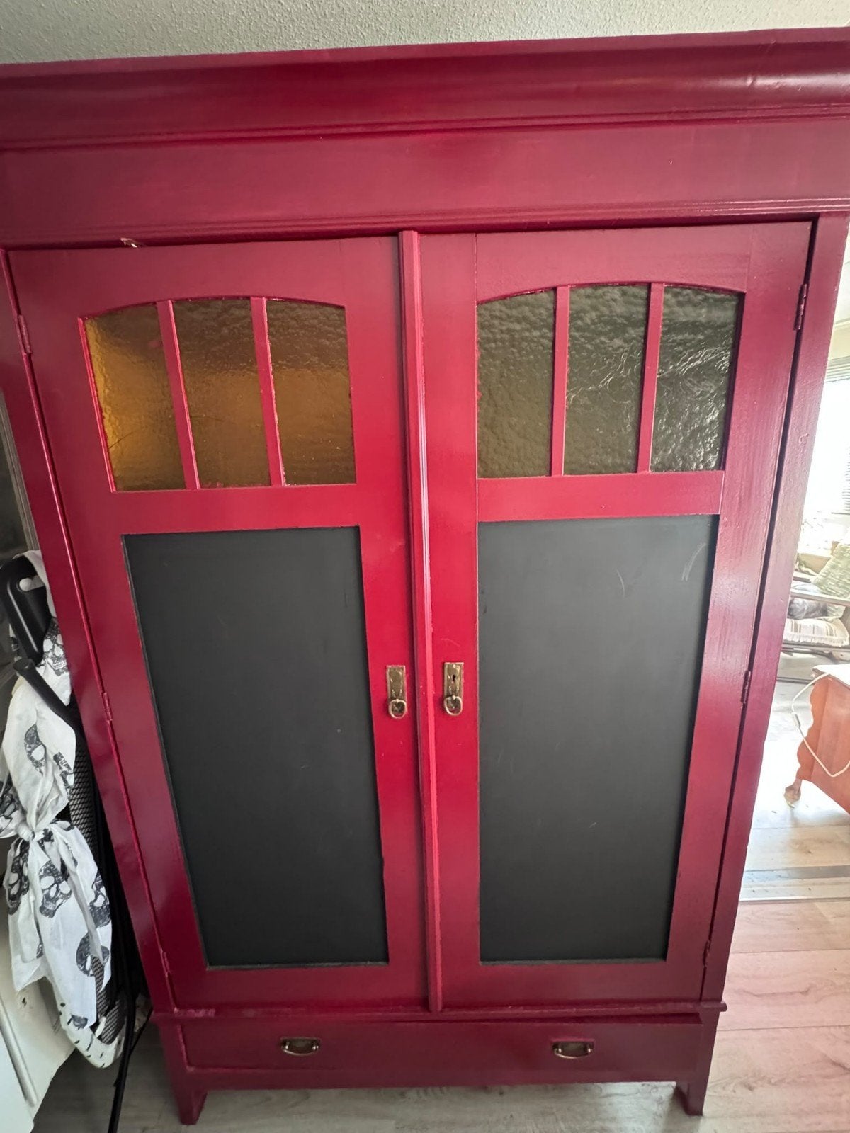 vintage bordeauxrode kast, Ophalen, Gebruikt, Vintage, Overige houtsoorten