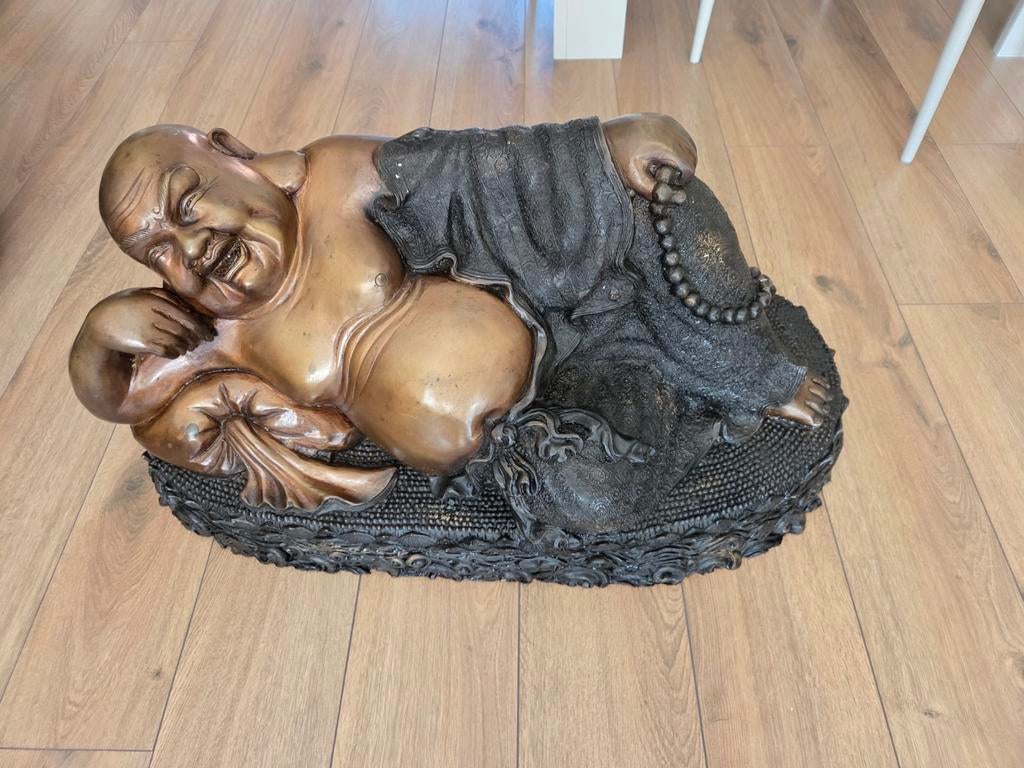 Groete  29 KG!! XXl 80 CM Happy Boeddha beeld -  80x40x35 cm, Ophalen of Verzenden, Zo goed als nieuw