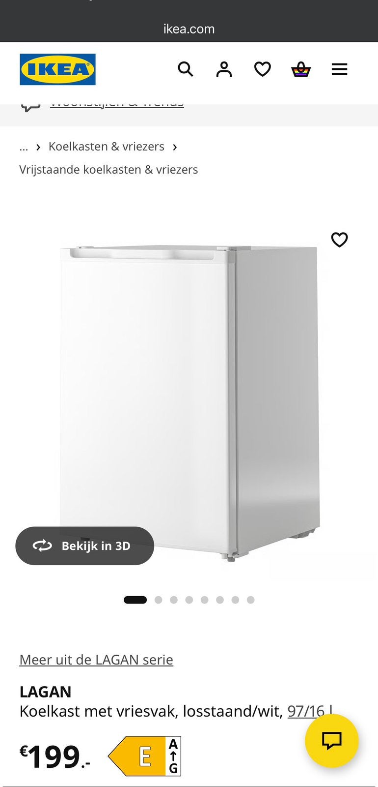 Ikea Koelkast met vriesvak, vrijstaand/wit, 97/16 l, Ophalen of Verzenden, Zo goed als nieuw, Met vriesvak