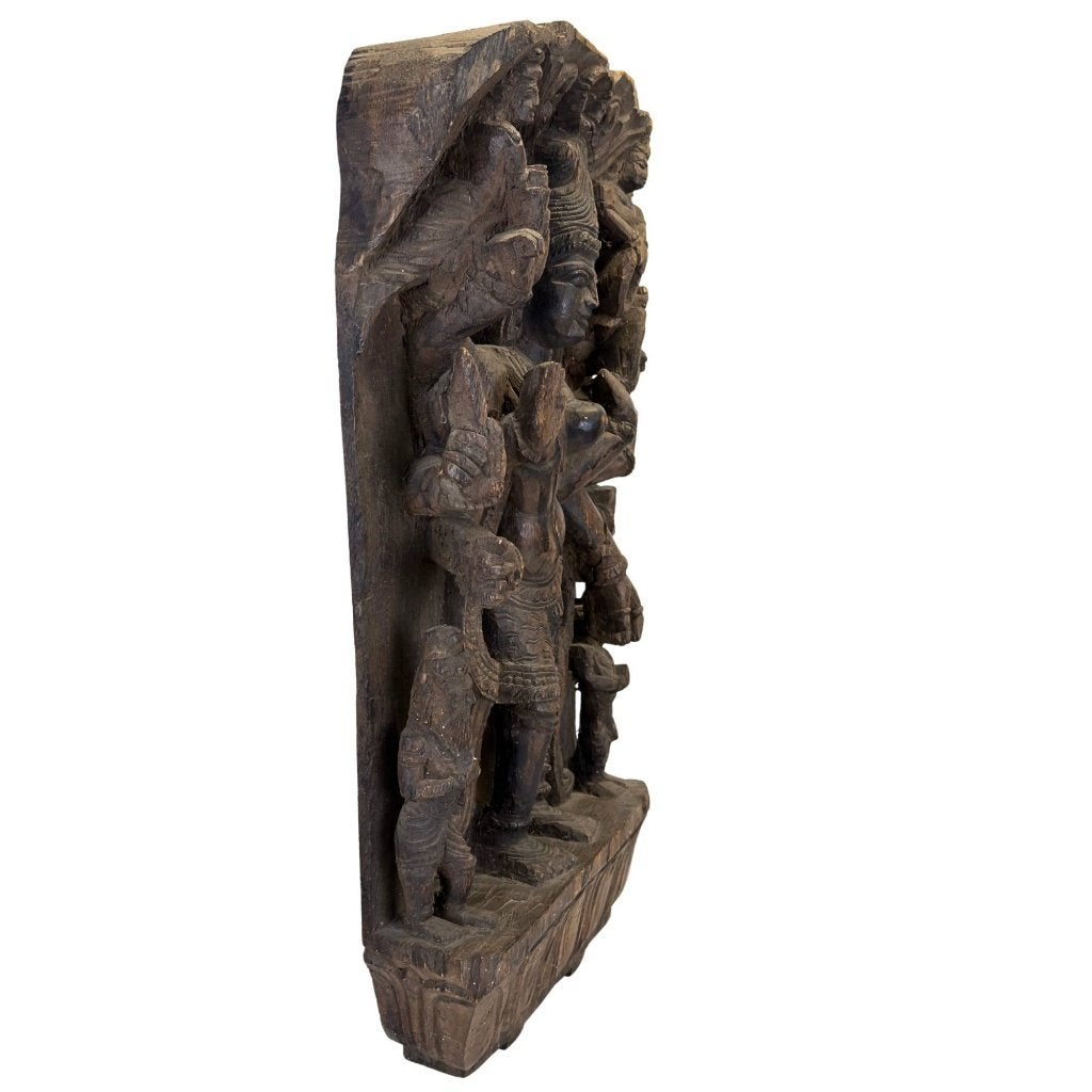 Tempelpaneel – Ardhanarishvara – Indiaas hout, Antiek en Kunst, India, Ophalen of Verzenden, Wanddecoratie, Hout