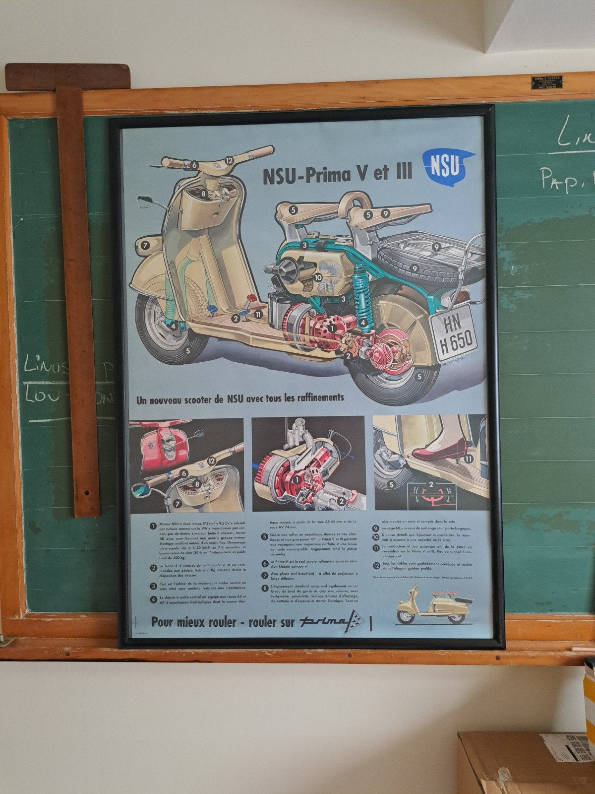 NSU Prima showroom poster A0 1956 - TOP reproductie, Rechthoekig Staand, Deurposter of groter, Nieuw, Ophalen of Verzenden