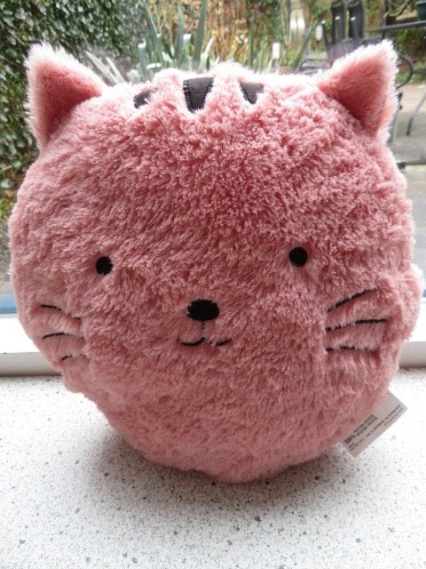 Rond kussen van een kat of poes kop kattenkop poezenkop roze, Ophalen of Verzenden, Zo goed als nieuw, Met label, Roze