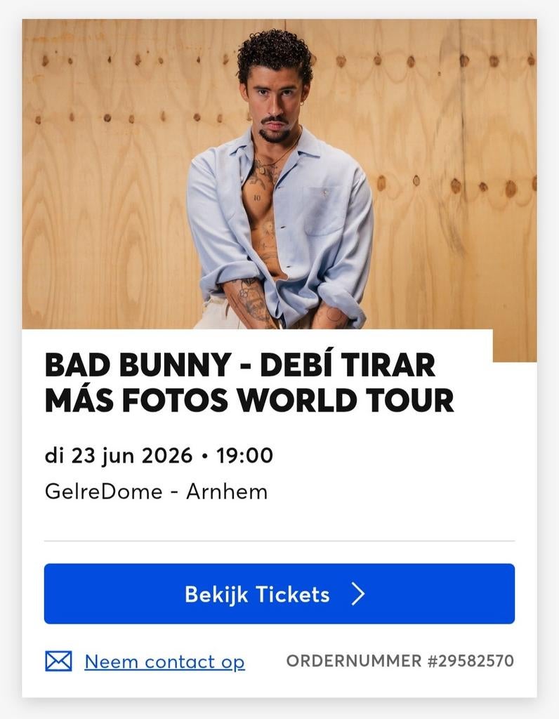 1x Staanplaats 23 juni 2026 Bad Bunny - GelreDome, Twee personen, Juni