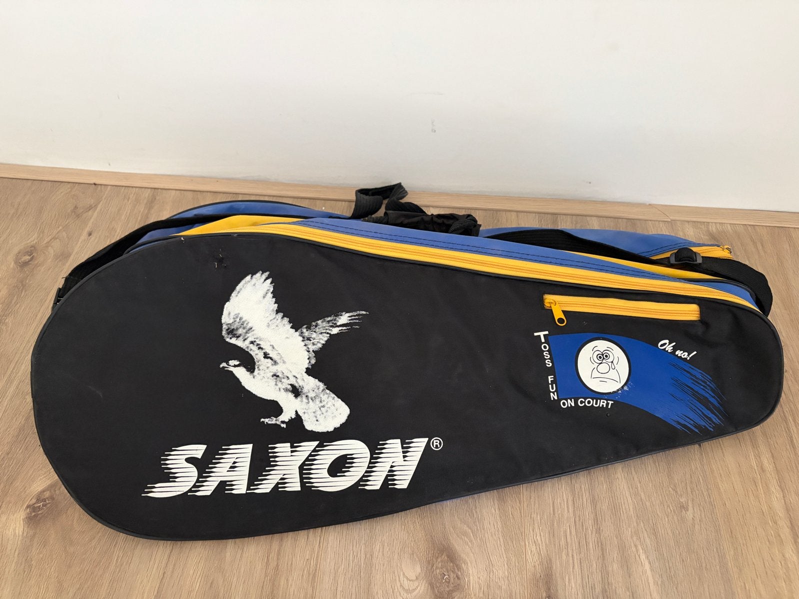 Saxon Tennis Racket Tas - Blauw/Geel/Zwart, Sport en Fitness, Ophalen of Verzenden, Gebruikt, Tas, Overige merken