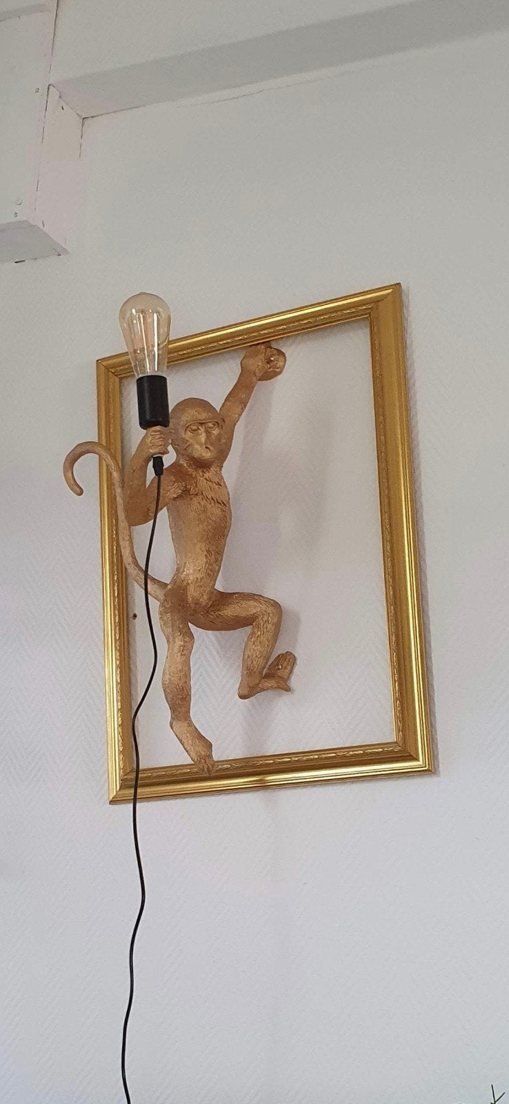 Aap lamp wandlamp goudkleurig, Overige merken, Kunststof, E27 (groot), Zo goed als nieuw