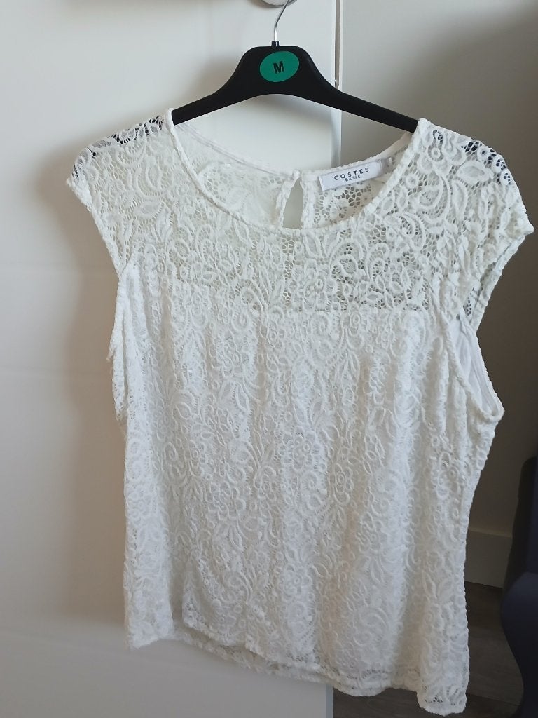 Witte blouse, gevoerd. Maat L, Ophalen of Verzenden, Gedragen, Maat 42/44 (L), Wit