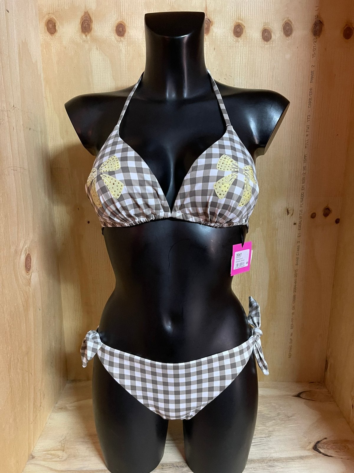 Pepita triangel bikini maat 4 = 40, Verzenden, Nieuw, Bruin, Bikini
