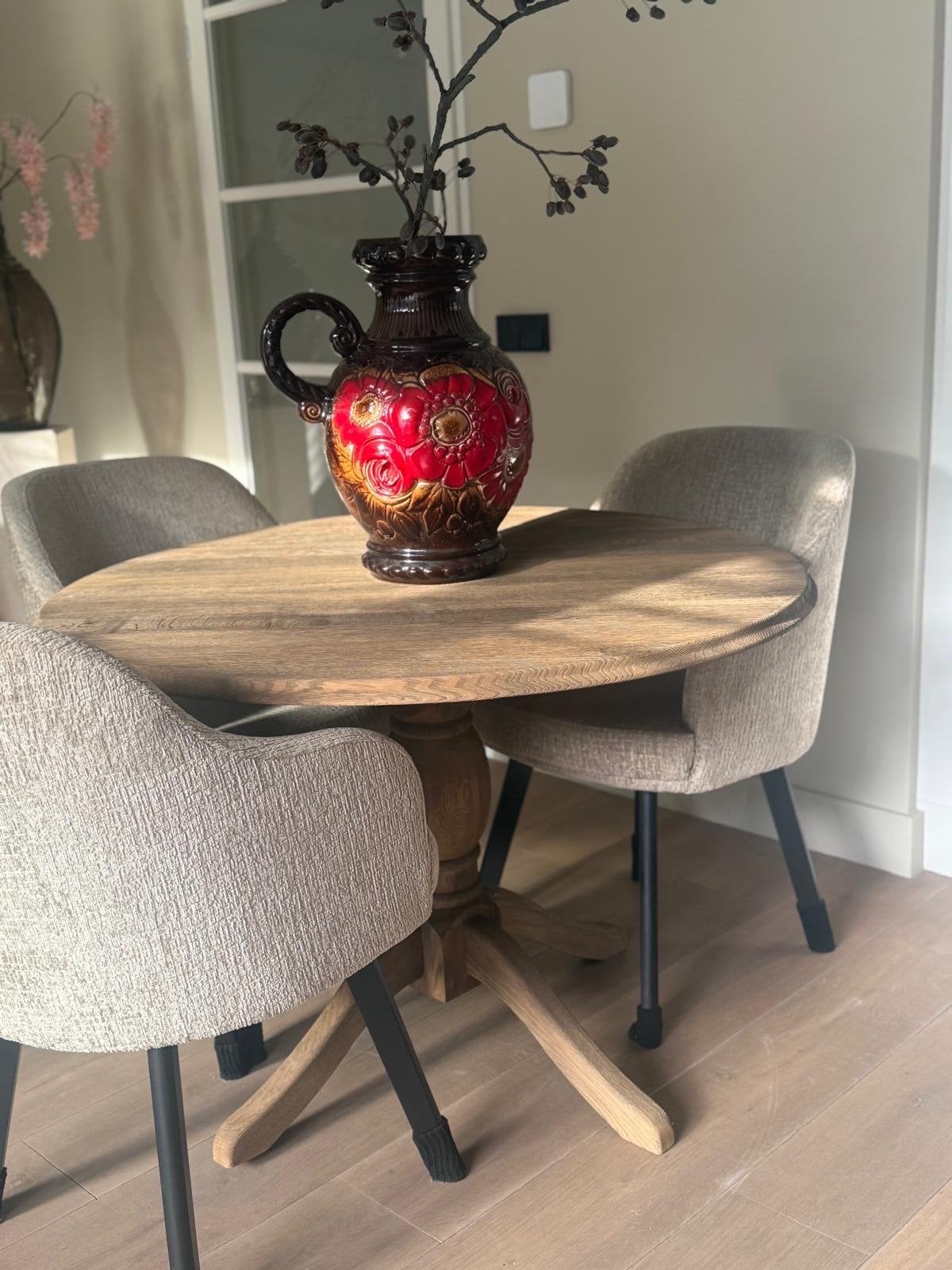 Prachtige bolpoot kloostertafel - 120x75 cm, Huis en Inrichting, Tafels | Eettafels, Ophalen, Gebruikt, 100 tot 150 cm, Rond