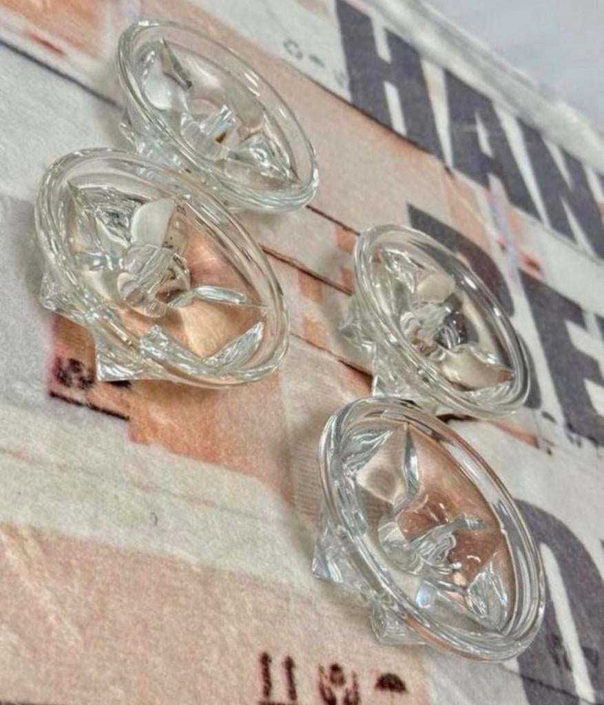 4x glazen kandelaars kaarsenhouders kaarsenhouder vintage, Ophalen of Verzenden, Glas
