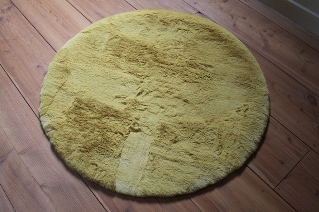 Zachte ronde fluffy vloerkleden groen okergeel donkerblauw, 50 tot 100 cm, Rond, Nieuw, Blauw