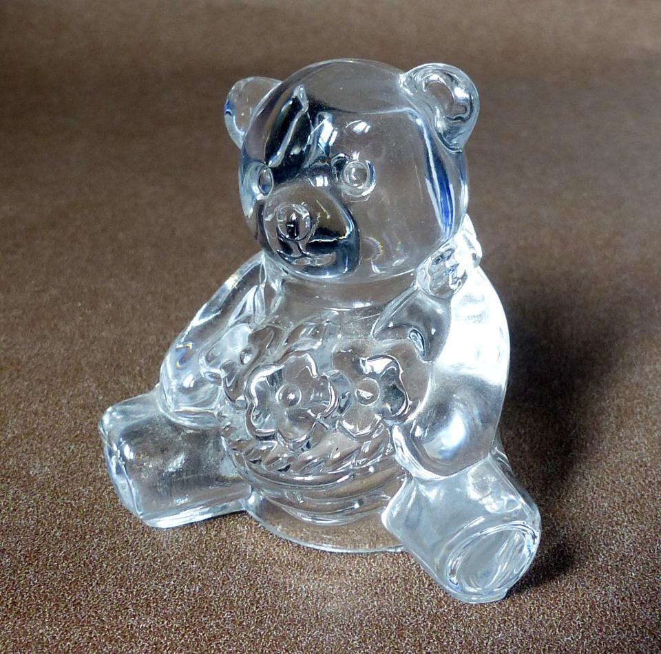 Cristal D'Arques Ourson kristallen beeldje teddybeer bloemen, Verzamelen, Ophalen of Verzenden, Gebruikt, Dier