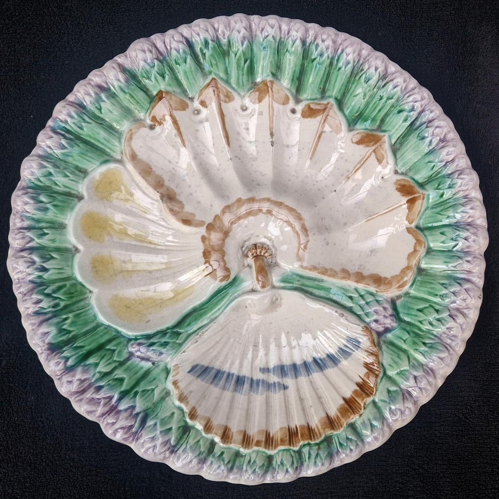 Prachtig decoratief OESTER  ASPERGE schotel antiek Frankrijk, Ophalen of Verzenden