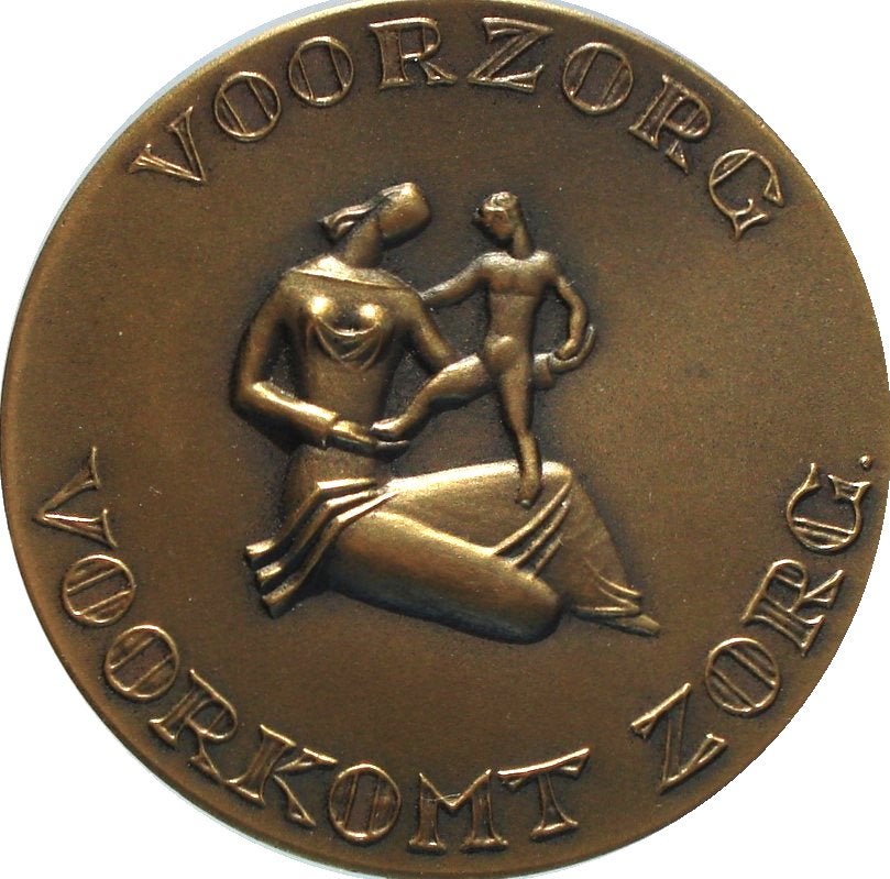 Nederland penning Voorzorg Voorkomt Zorg 1954, Postzegels en Munten, Ophalen of Verzenden, Brons, Nederland