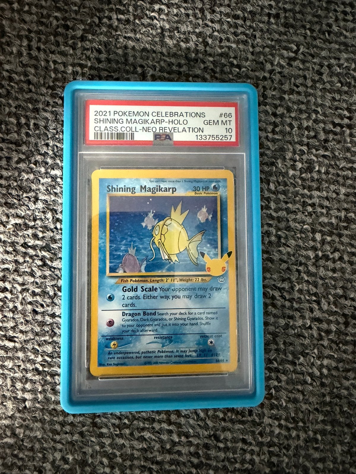 Pokemon shiny magicarp celebrations psa 10, Hobby en Vrije tijd, Verzamelkaartspellen | Pokémon, Ophalen of Verzenden, Zo goed als nieuw