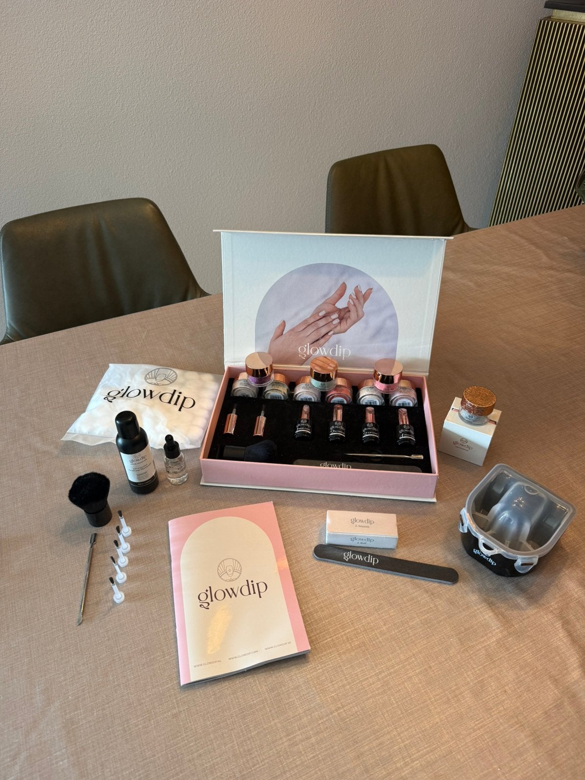 Glowdip dipping powder starterset, Ophalen of Verzenden, Zo goed als nieuw, Handen en Nagels, Toebehoren
