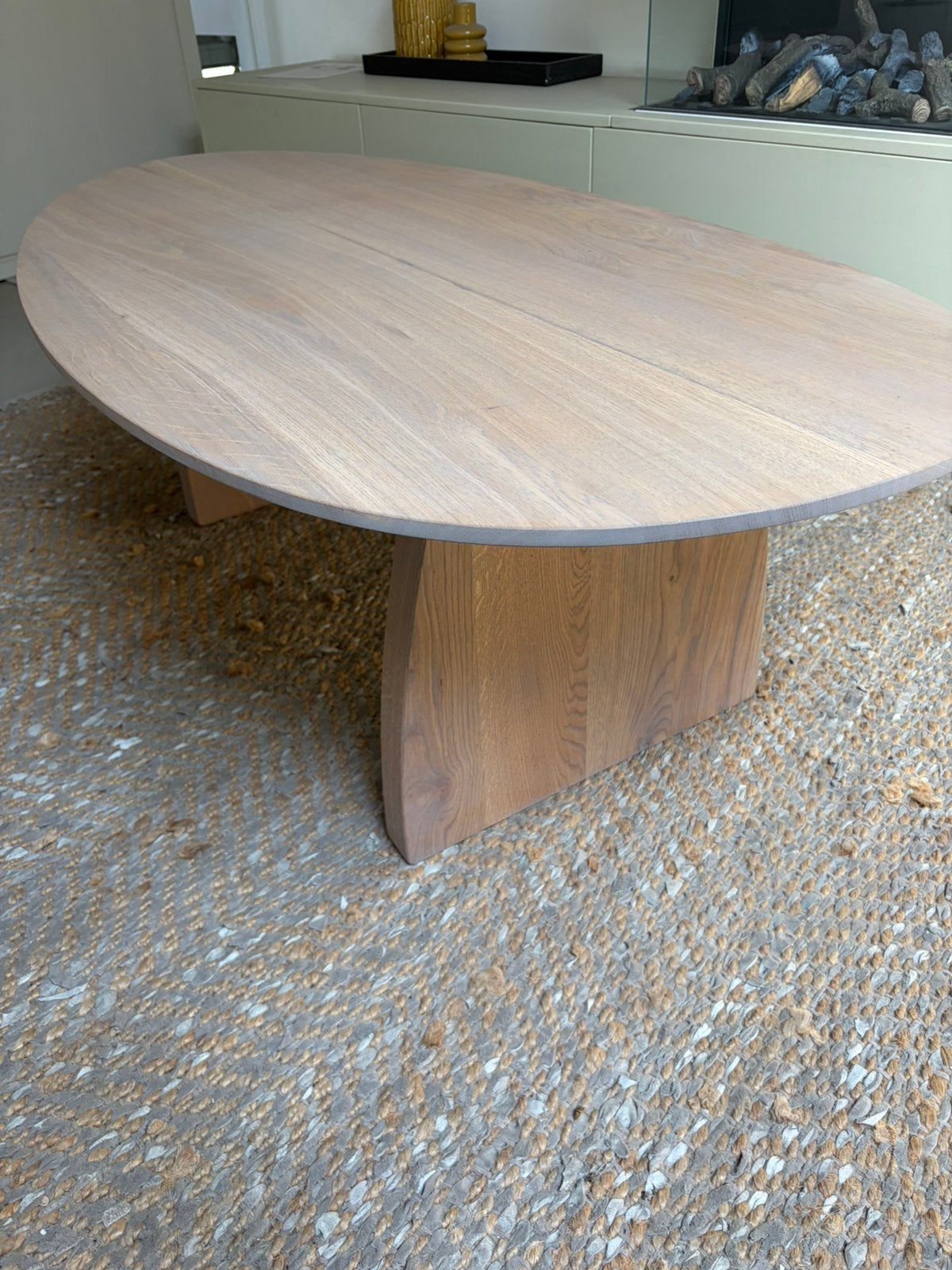 Japandi salontafel , kiezelvorm salontafel, Ophalen, 100 tot 150 cm, 50 tot 100 cm, Zo goed als nieuw