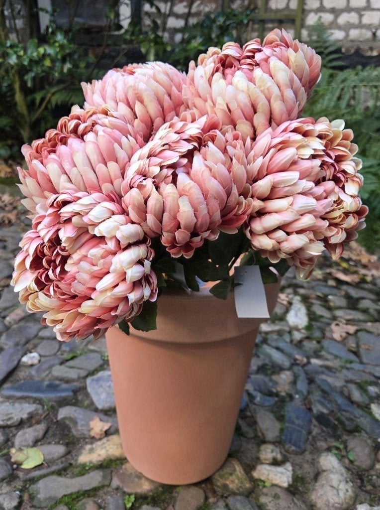 PRACHTIGE KUNST CHRYSANT - TWEEKLEURIG OUD ROZE, Ophalen of Verzenden, Nieuw