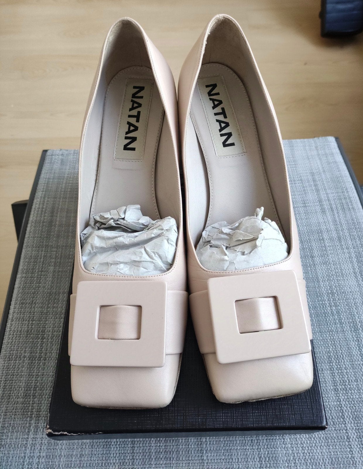 Natan Leren Pumps Nude/Beige - Vierkante Neus, 6cm Hak, Pumps, Verzenden, Beige, Gedragen