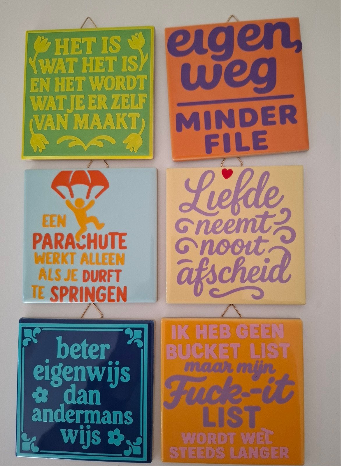 tegeltjes met spreuk 10x10 cm, Ophalen of Verzenden
