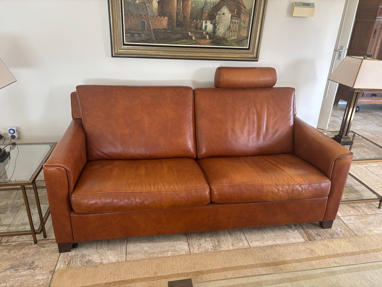 Leren bank 190x95x90 cm - Zo goed als nieuw, Ophalen, 150 tot 200 cm, Tweepersoons, Zo goed als nieuw