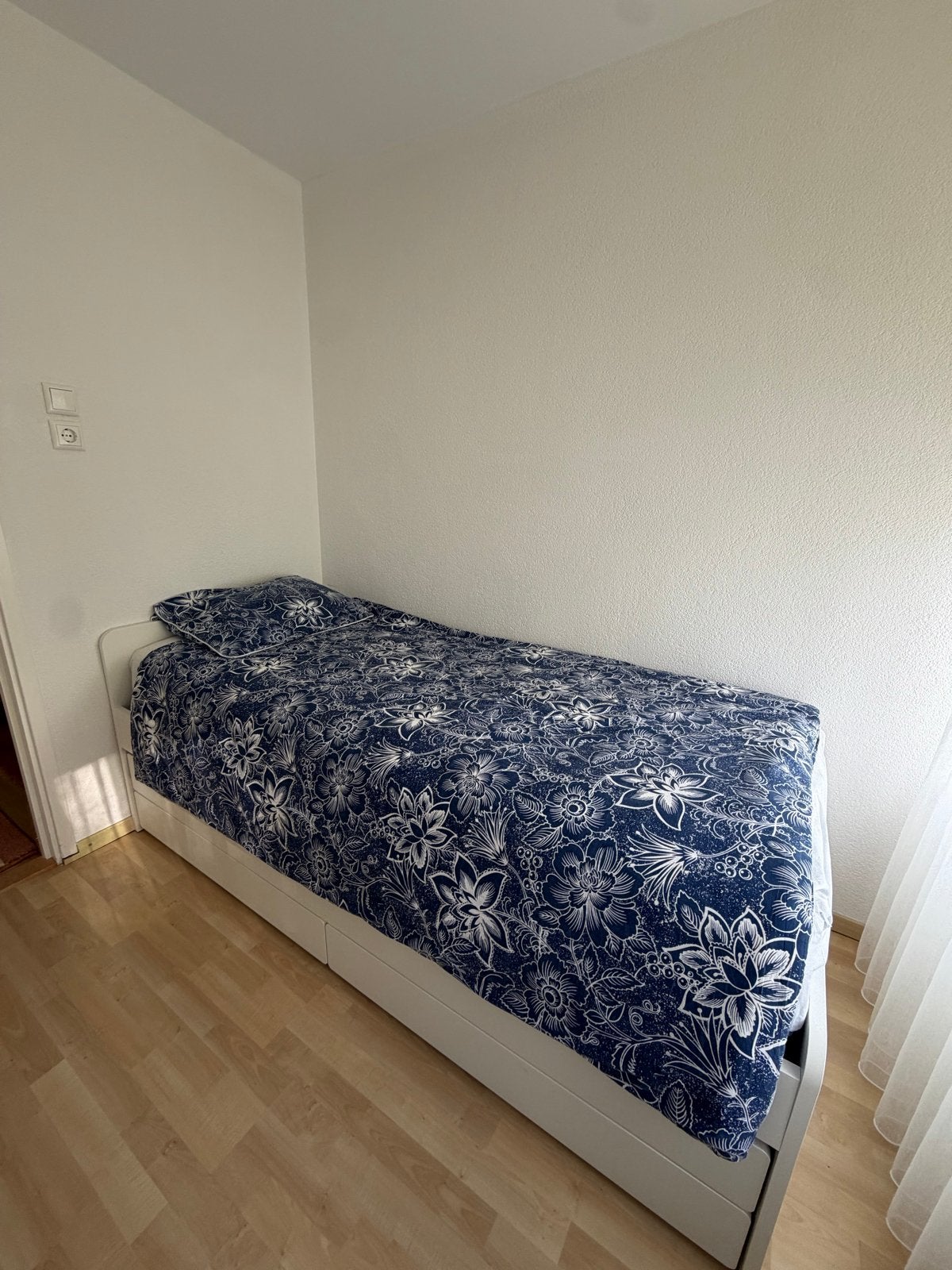 IKEA Hemnes bedbank met 2 matrassen en 2 lades, Ophalen, Verstelbaar, 90 cm, Wit