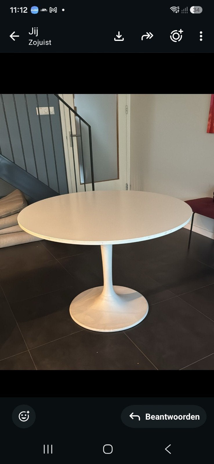 Witte ronde eettafel - modern design ikea Dockstra, Huis en Inrichting, Tafels | Eettafels, Ophalen, Overige materialen, Gebruikt