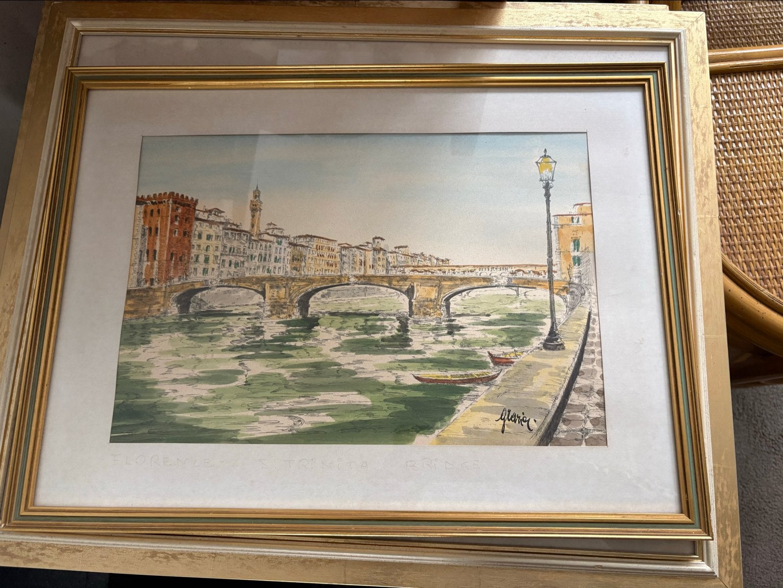 Schilderij Granier - Handgeschilderd stadsgezicht, Ophalen, Realistisch, Handgeschilderd, Aquarel
