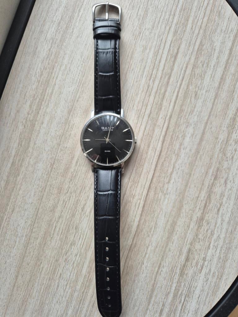 Gant Swiss Heren Horloge / Leren Band, Overige merken, Staal, Polshorloge, Ophalen of Verzenden