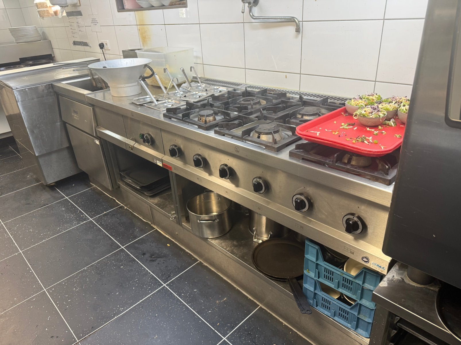 Fornuis met zes kookpitten en 1 GN bain-marie, Zakelijke goederen, Ophalen, Gebruikt, Fornuis, Frituur en Grillen