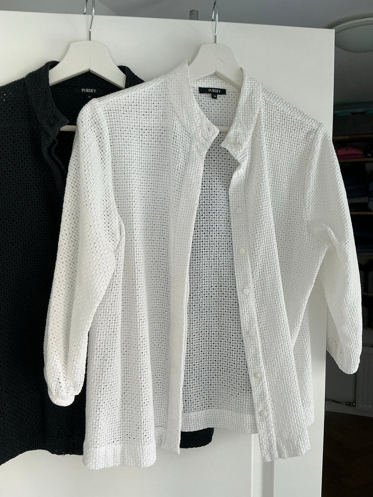 Purdey blouse/jasje - Wit en Donkerblauw, Ophalen of Verzenden, Zo goed als nieuw, Maat 38/40 (M), Wit
