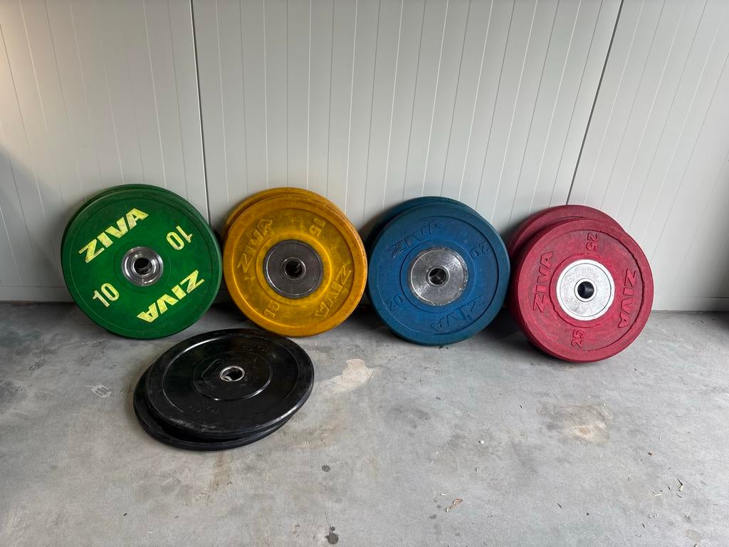 Ziva Halterset 150 kg - Bumper Plates, Ziva, Armen, Ziva, Zo goed als nieuw