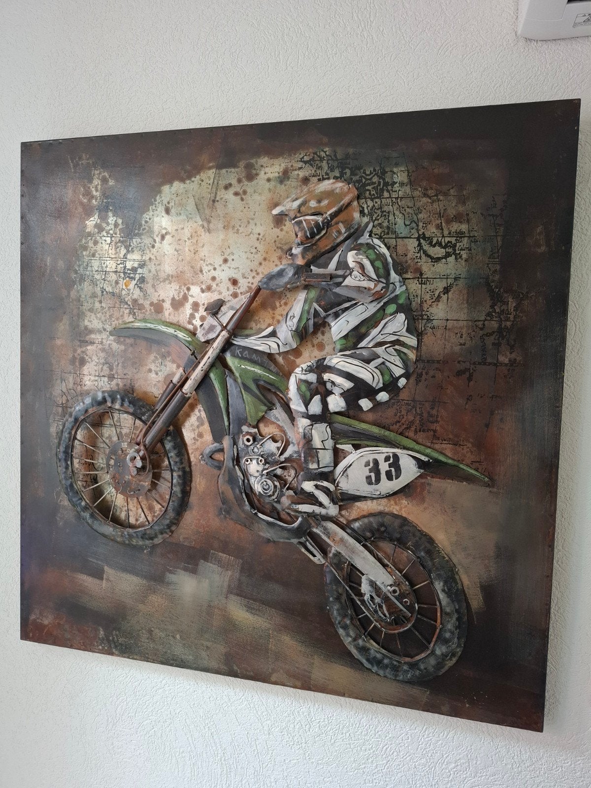 Metalen 3D schilderij crossmotor, Ophalen