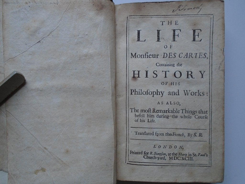 The life of monsieur Des Cartes(1693), Ophalen of Verzenden, Adrien Baillet