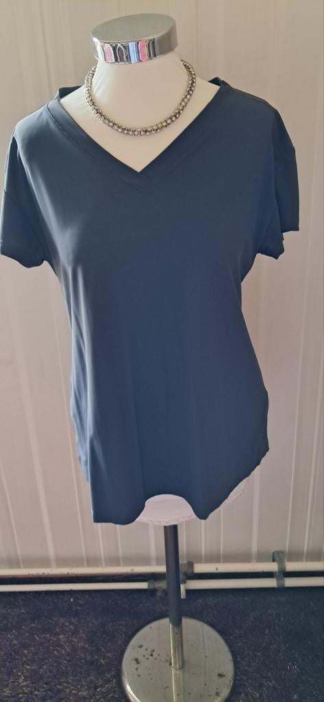 Studio Anneloes travelstof top maat 40 V-hals korte mouw, Maat 38/40 (M), Studio Anneloes, Blauw, Onbekend