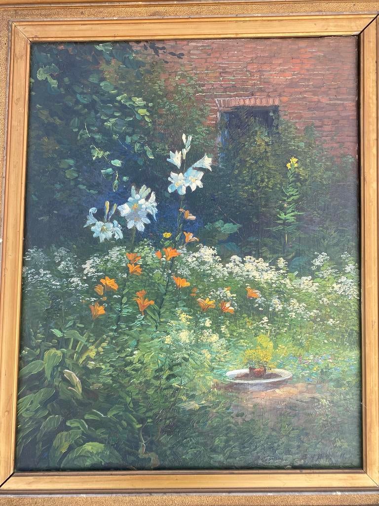 Prachtig schilderij ‘bloementuin’ Bert Henri Bolink, Antiek en Kunst, Ophalen of Verzenden