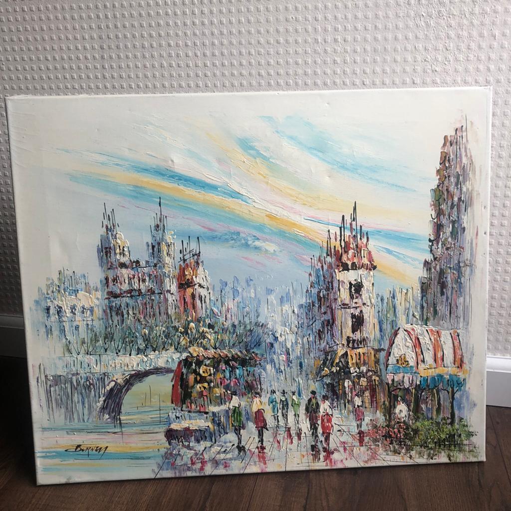 Burnett - Stadsgezicht (Parijs?)met brug, Ophalen of Verzenden