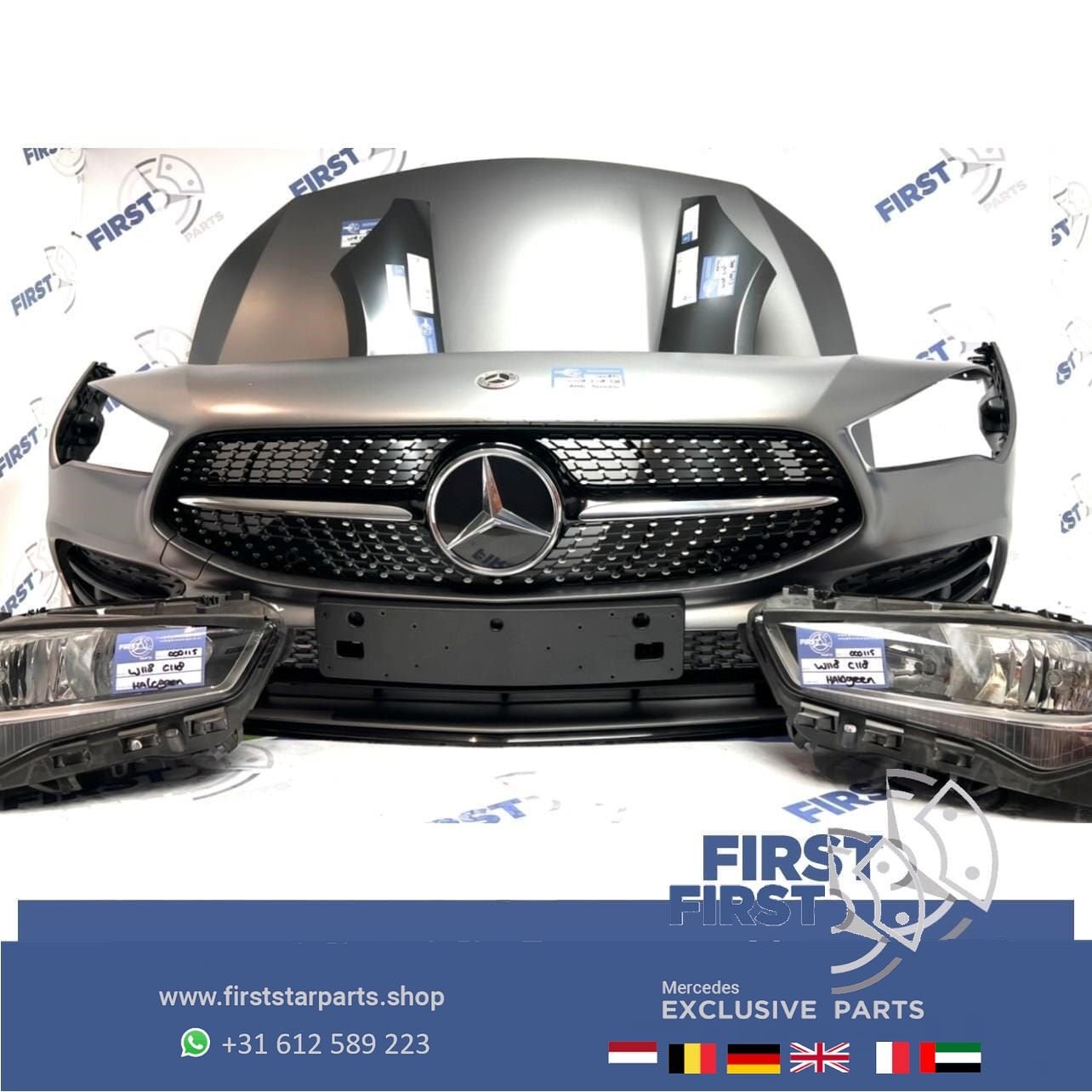 W118 C118 CLA AMG LINE VOORKOP MAT GRIJS origineel Mercedes, Gebruikt, -, Voor, Ophalen of Verzenden