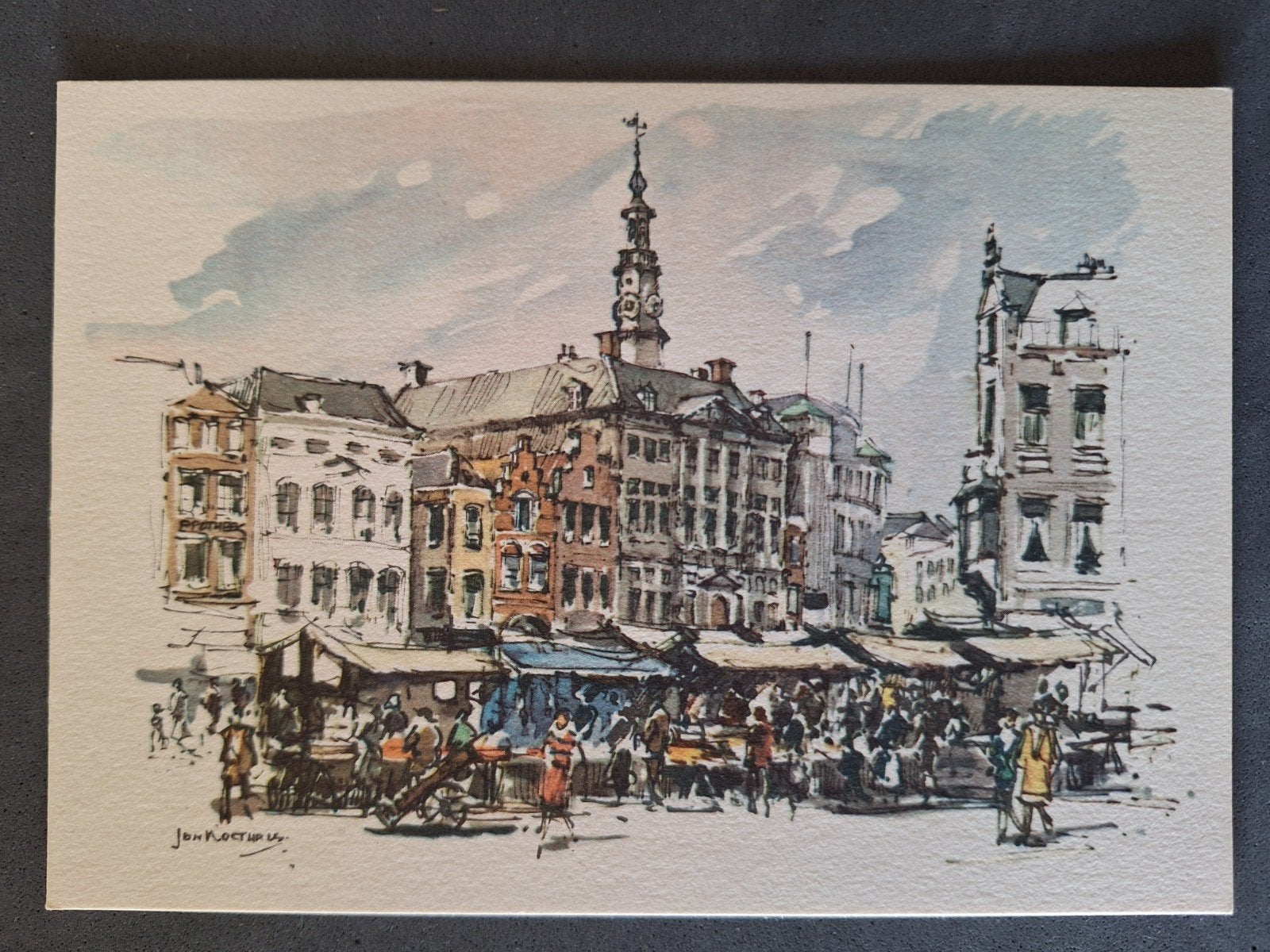 Jan Korthals - Nijmegen - Grote Markt - Serie JK 121, Ophalen of Verzenden, Ongelopen, Stad of Dorp