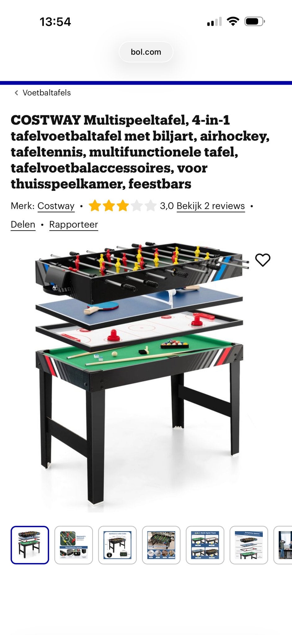 COSTWAY Multispeeltafel 4-in-1 - Gebruikt maar in goede staa, Ophalen, Gebruikt