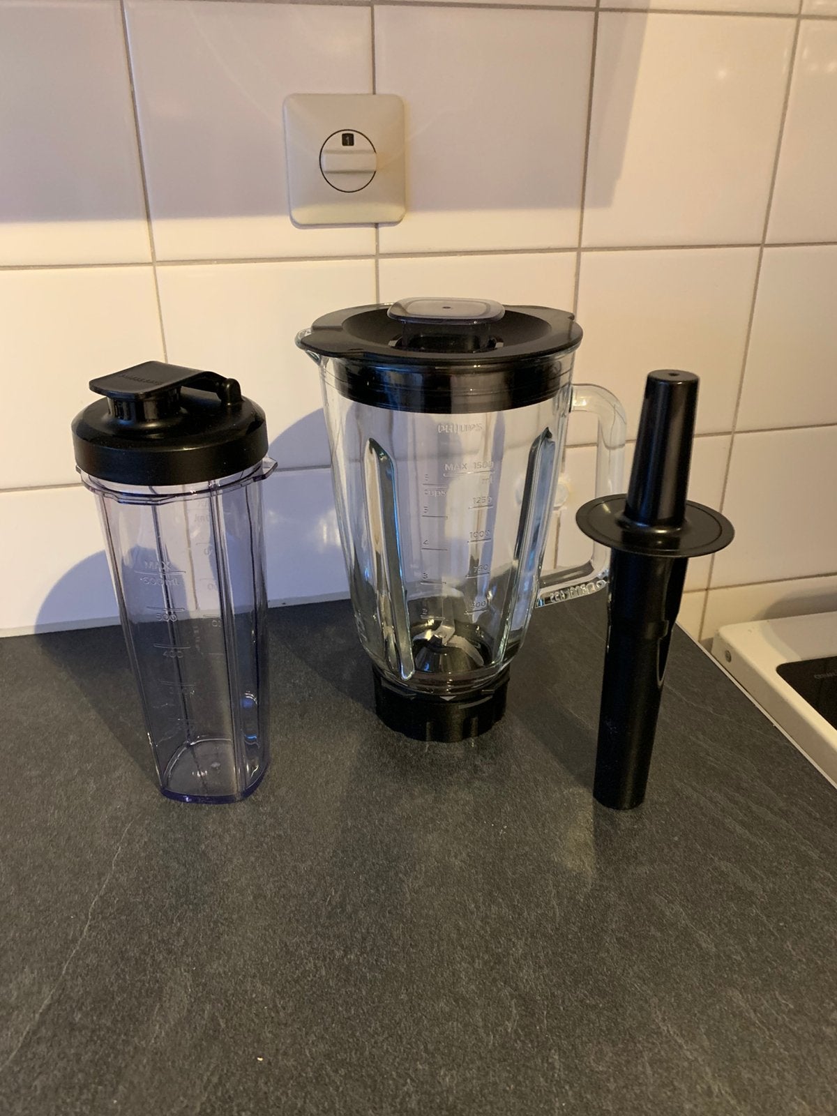 Philips blender glazen kan en maatbeker, Witgoed en Apparatuur, Blenders, Ophalen, Zo goed als nieuw, Blender